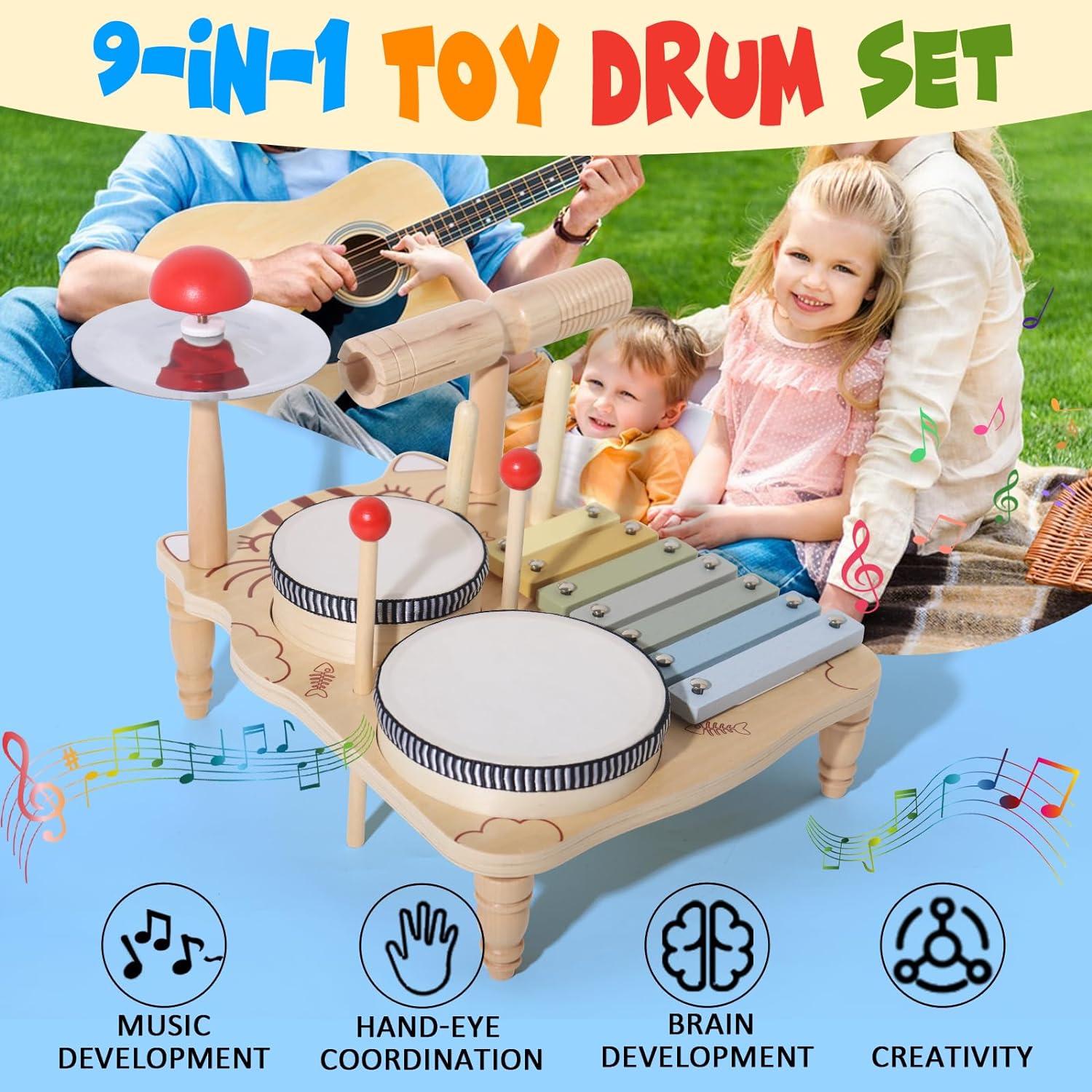 Wooden Xylophone Drum Set For  - Musical Instrument Harmonium recension och pris